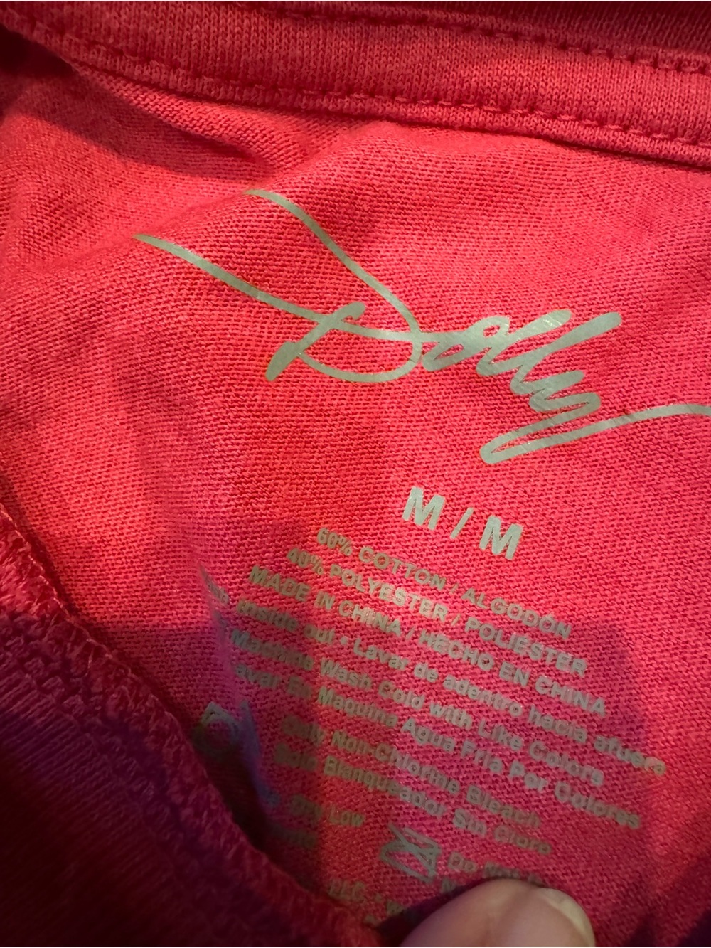 Dolly Parton Red Graphic Tee with Silver Script - Picture 2 of 2